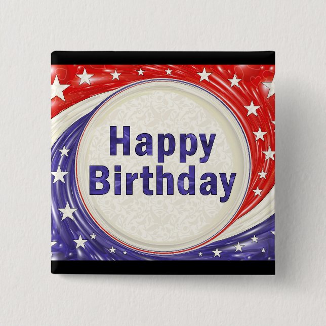 Badge Carré 5 Cm Joyeux anniversaire (Devant)