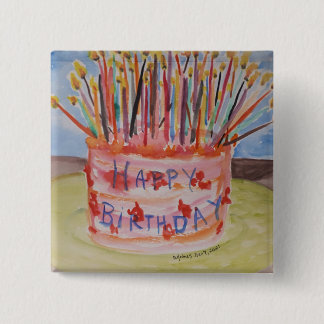 Badge Carré 5 Cm Joyeux anniversaire