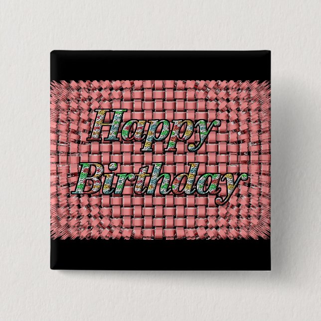 Badge Carré 5 Cm Joyeux anniversaire (Devant)