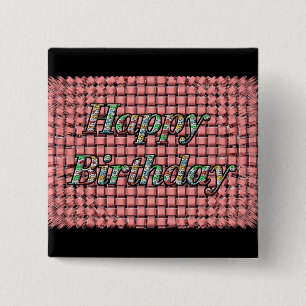 Badge Carré 5 Cm Joyeux anniversaire