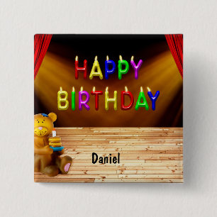 Badge Carré 5 Cm Joyeux anniversaire