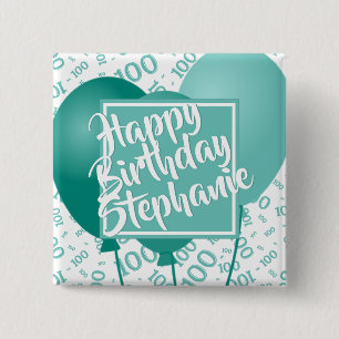 Badge Carré 5 Cm Joyeux Anniversaire 100ème motif numérique sarcell
