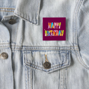 Badge Carré 5 Cm Joyeux anniversaire Funny Amoureux des chats Anniv