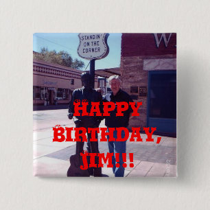 Badge Carré 5 Cm Joyeux anniversaire, JIM ! ! !