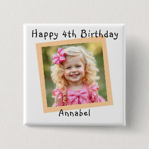 Badge Carré 5 Cm Joyeux anniversaire photo personnalisée