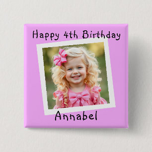 Badge Carré 5 Cm Joyeux anniversaire photo personnalisée