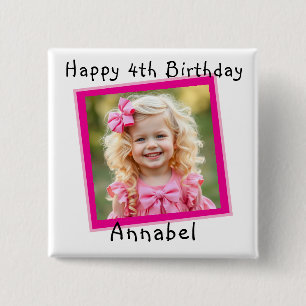 Badge Carré 5 Cm Joyeux anniversaire photo personnalisée