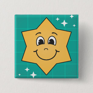 Badge Carré 5 Cm Joyeux dessin animé étoile sourire visage, design