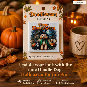 Badge Carré 5 Cm Joyeux Doodleween Doodle Mamas Chien Halloween Mi