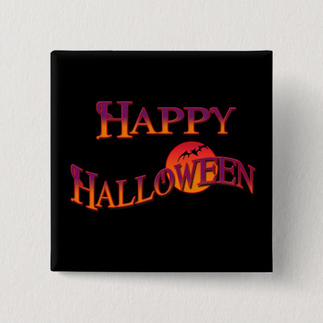 Badge Carré 5 Cm Joyeux Halloween (Devant)