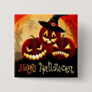 Badge Carré 5 Cm Joyeux Halloween