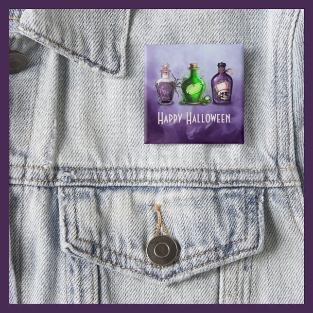 Badge Carré 5 Cm Joyeux Jar d'apothecaire d'Halloween (Créateur téléchargé)