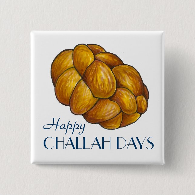 Badge Carré 5 Cm Joyeux Jours de Challah Hanoukka Chanukah Pain Pai (Devant)