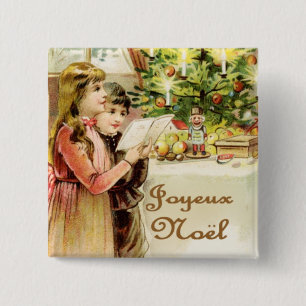 Badge Carré 5 Cm Joyeux Noel