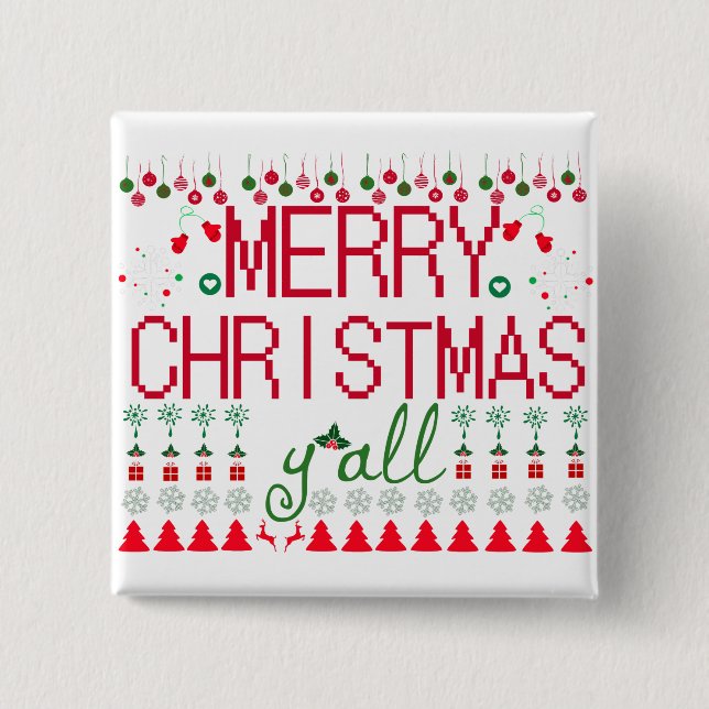 Badge Carré 5 Cm Joyeux Noël à tous Pull Ugly (Devant)