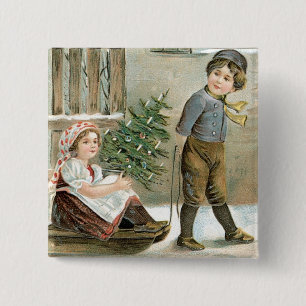 Badge Carré 5 Cm Joyeux Noël à vous !