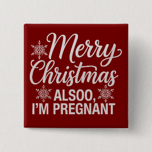 Badge Carré 5 Cm Joyeux Noël Aussi Je suis Faire-part bébé enceinte