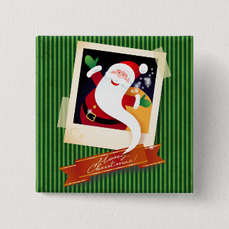 Badge Carré 5 Cm Joyeux Noël avec Père Noël !