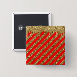 Badge Carré 5 Cm Joyeux Noël - bande de parties scintillant rouge