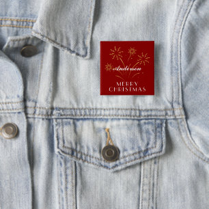 Badge Carré 5 Cm Joyeux Noël Décoratif Fêtes Chaleureux