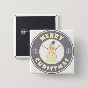 Badge Carré 5 Cm Joyeux Noël heureux bonhomme de neige célèbre styl