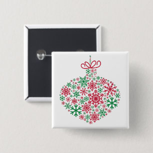 Badge Carré 5 Cm Joyeux Noël hiver Motif de flocon de neige