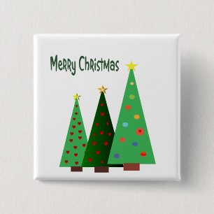 Badge Carré 5 Cm Joyeux Noël. Les vacances ont décoré des arbres