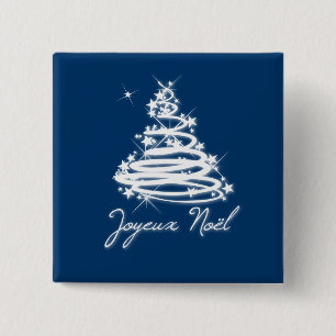 Badge Carré 5 Cm Joyeux Noël with Christmas Tree