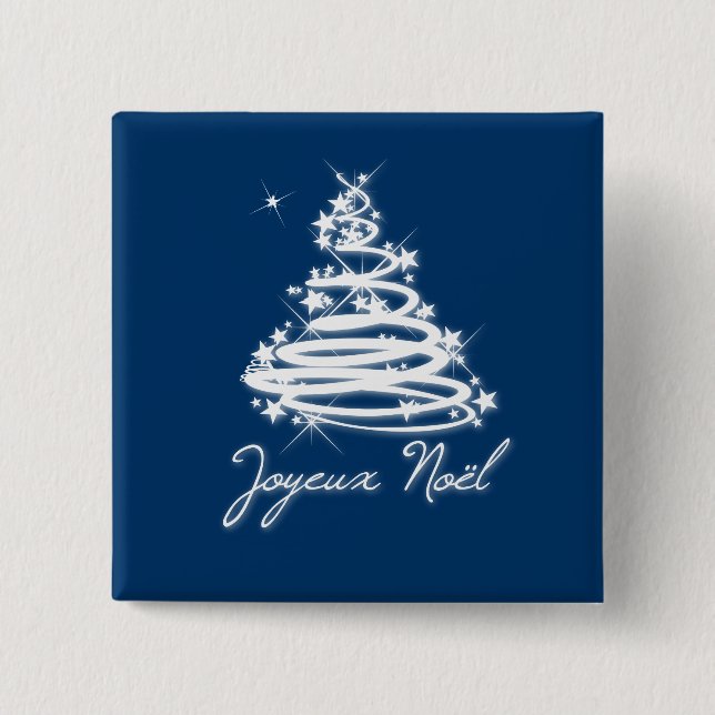 Badge Carré 5 Cm Joyeux Noël with Christmas Tree (Devant)