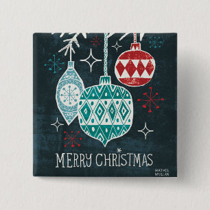 Badge Carré 5 Cm Joyeux ornements Christmastime