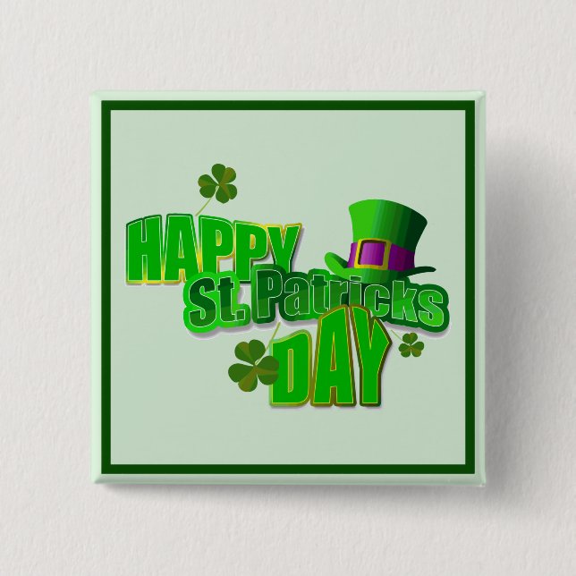 Badge Carré 5 Cm Joyeux St. Patrick's Day 1 (Devant)
