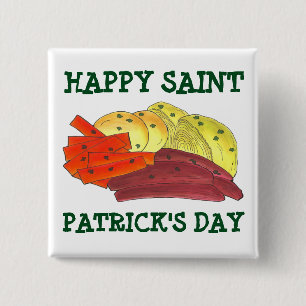 Badge Carré 5 Cm Joyeux St. Patrick's Day Corned Beef Cabbage Potat