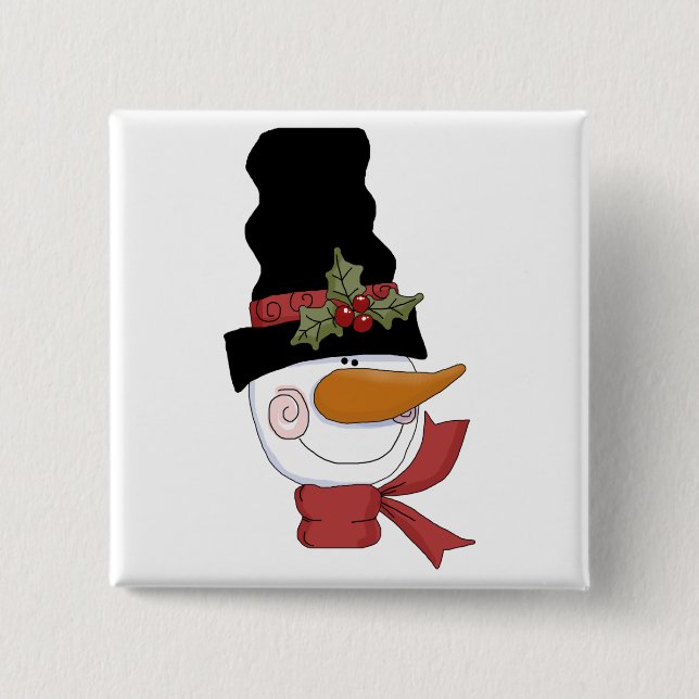 Badge Carré 5 Cm Joyeux tee-shirts et cadeaux Snowman (Devant)