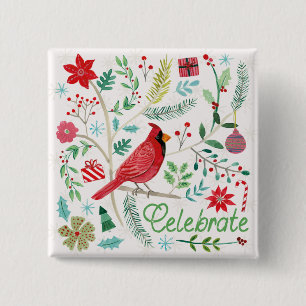 Badge Carré 5 Cm Joyeux vacances - Célébrer