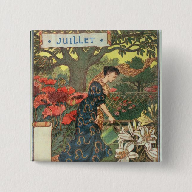 Badge Carré 5 Cm Juillet (Devant)