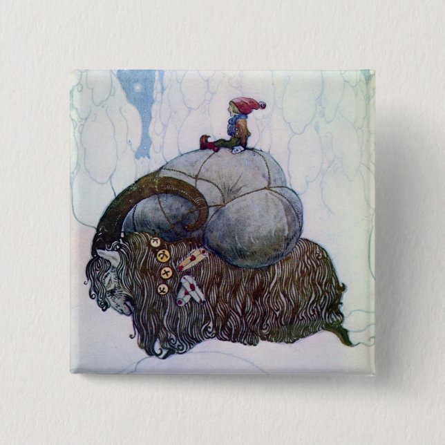 Badge Carré 5 Cm Julbocken équitation Yule Chèvre (Devant)