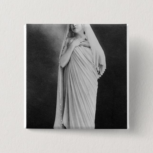 Badge Carré 5 Cm Julia Bartet dans le "Antigone" par Sophocles (Devant)