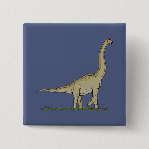 Badge Carré 5 Cm Jurassique Dinosaure Brachiosaurus
