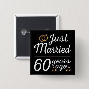 Badge Carré 5 Cm Just Married 60 Years Ago II