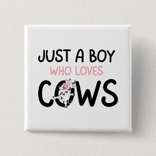 Badge Carré 5 Cm Juste un garçon qui aime les vaches Ferme de vache