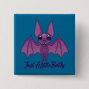 Badge Carré 5 Cm Juste Un Petit Chauve-Souris Mignon Qui Voltige