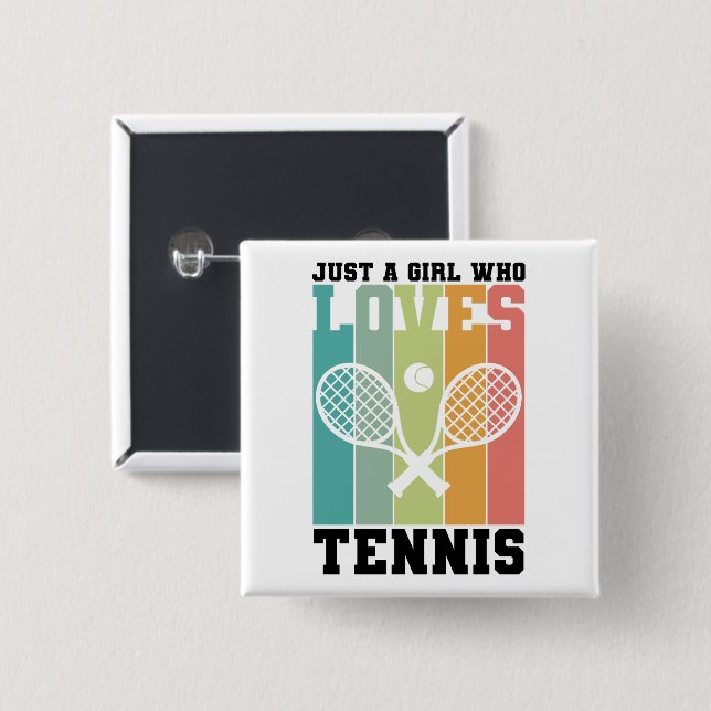 Badge Carré 5 Cm Juste une fille qui aime le tennis | Cadeaux du jo (Devant & derrière)