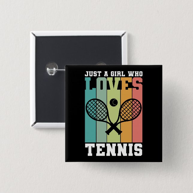 Badge Carré 5 Cm Juste une fille qui aime le tennis | Cadeaux du jo (Devant & derrière)