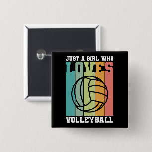 Badge Carré 5 Cm Juste une fille qui aime le volleyball