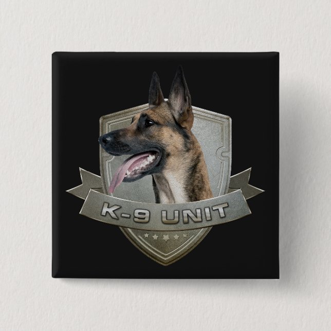Badge Carré 5 Cm K9 unité - Malinois - berger belge (Devant)