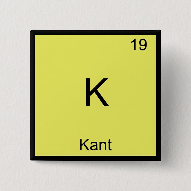 Badge Carré 5 Cm K - Kant Funny Élément Symbole de chimie Tee (Devant)