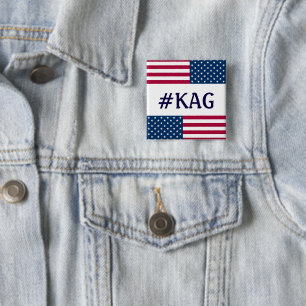Badge Carré 5 Cm #KAG-Drapeau Américain