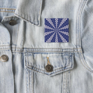 Badge Carré 5 Cm Kaleidoscope de Mitochondries Bleu Marine et Rose