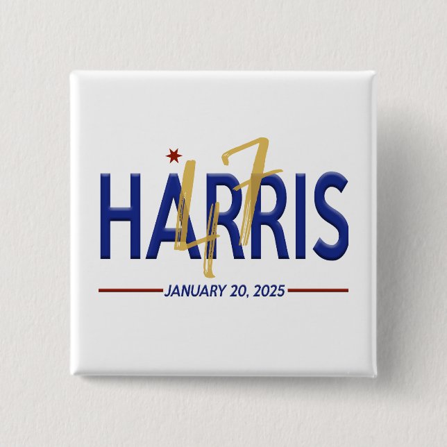 Badge Carré 5 Cm Kamala Harris 47e investiture du président (Devant)