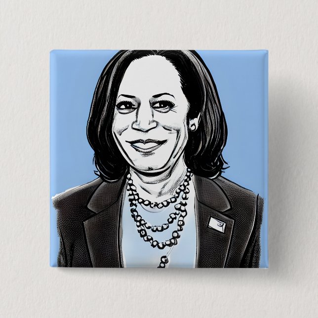 Badge Carré 5 Cm Kamala Harris Caricature politique (Devant)